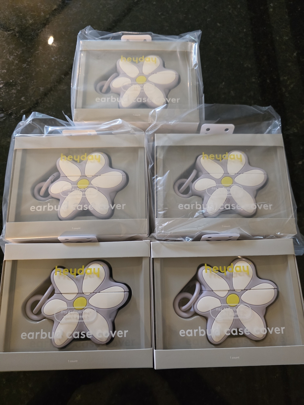 heyday Lavender and White Daisy Earbud Case Cover with Loop - Pack of 12
